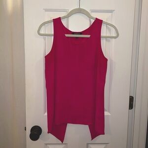 Bright fuchsia tank top with crossover open back
